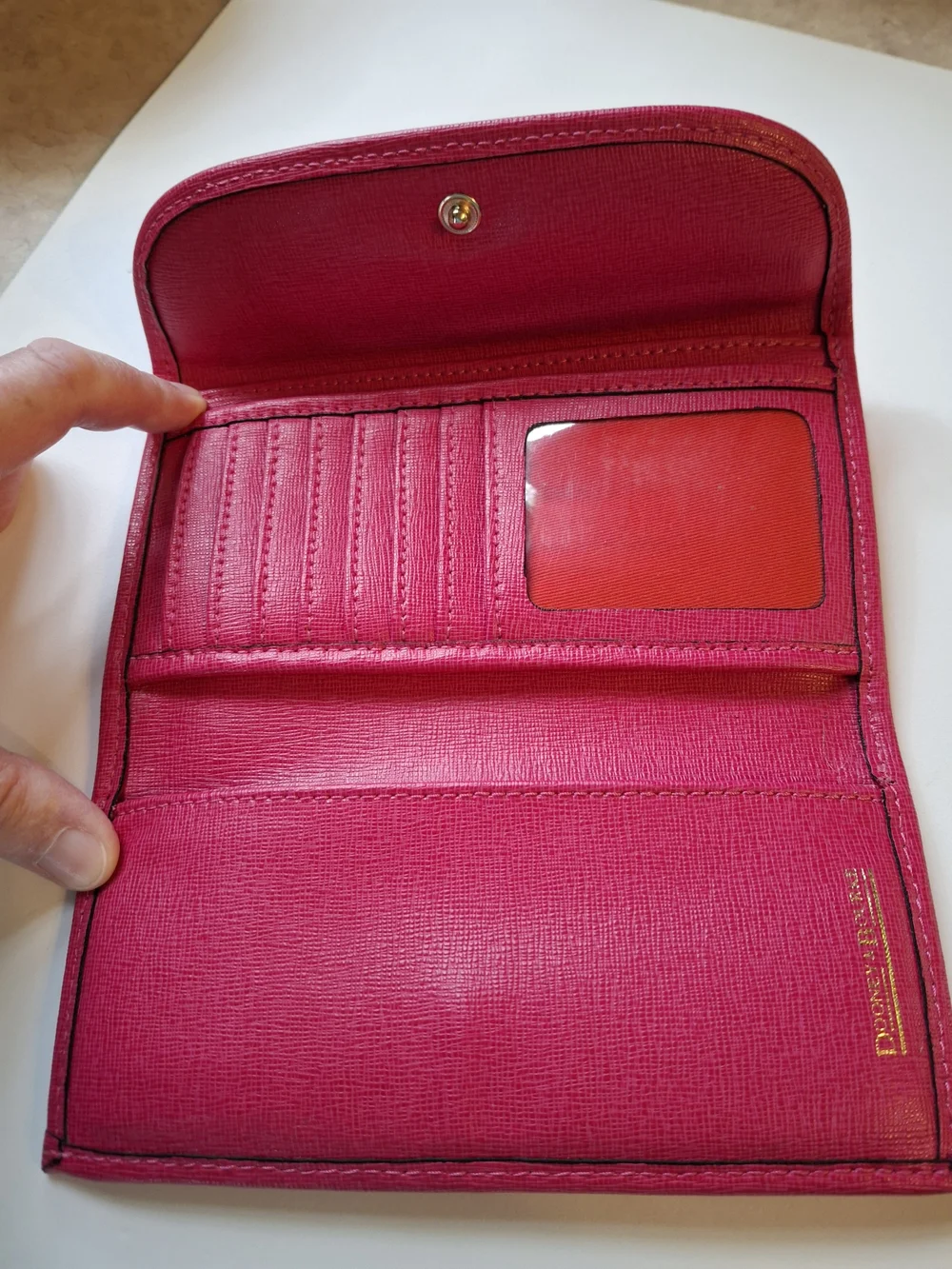 Dooney & Bourke Pink Floral Print Wallet with Yellow Accents